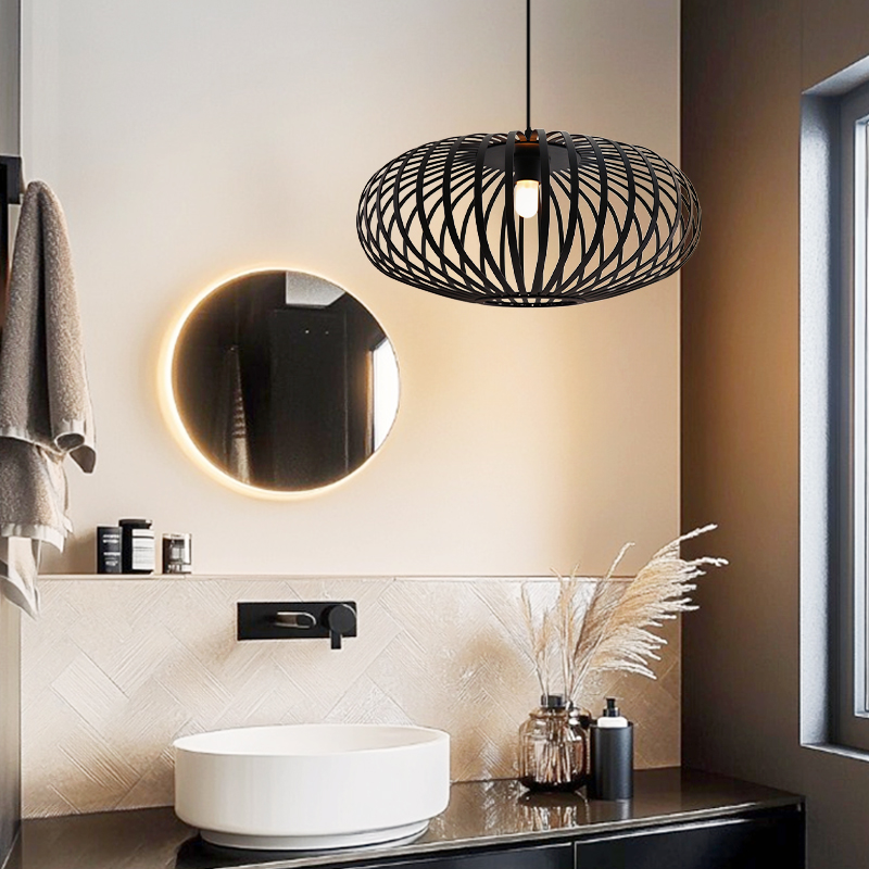 Industrielle Badezimmer Pendelleuchte Schwarz, Lieve, IP44