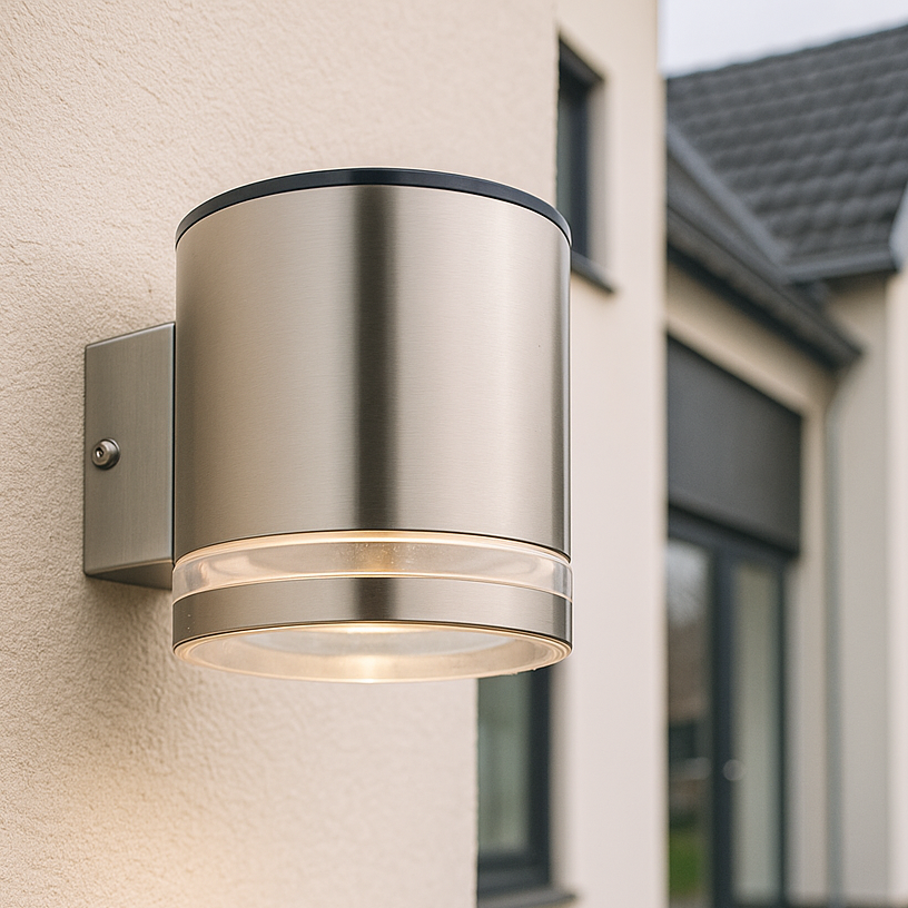 Moderne Solar Außen Wandleuchte Chrom, Tommy, 1W, 2700K LED, IP54