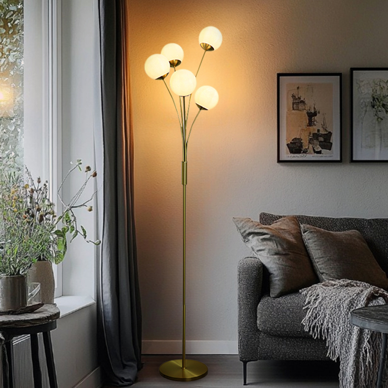 Design Stehlampe Messing, Stacy, mit Schalter