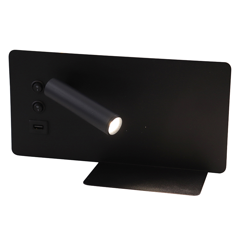 Moderne Wandleuchte Schwarz, Stanley, 10W, 4000K LED, mit Schalter