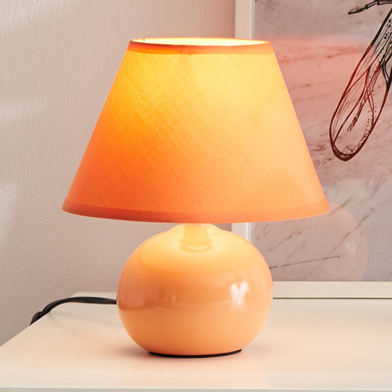 Keramik Tischleuchte Orange, Pilar, mit Schalter