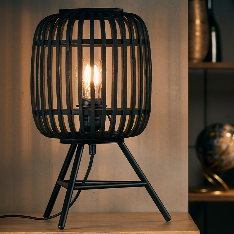 Holz Tischleuchte Schwarz, Brain