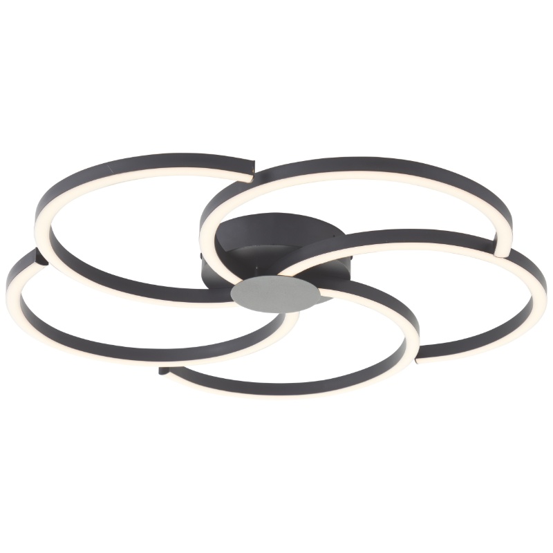 Design Deckenleuchte Schwarz, Somia, 32W, 3000K LED, 3-stufig dimmbar