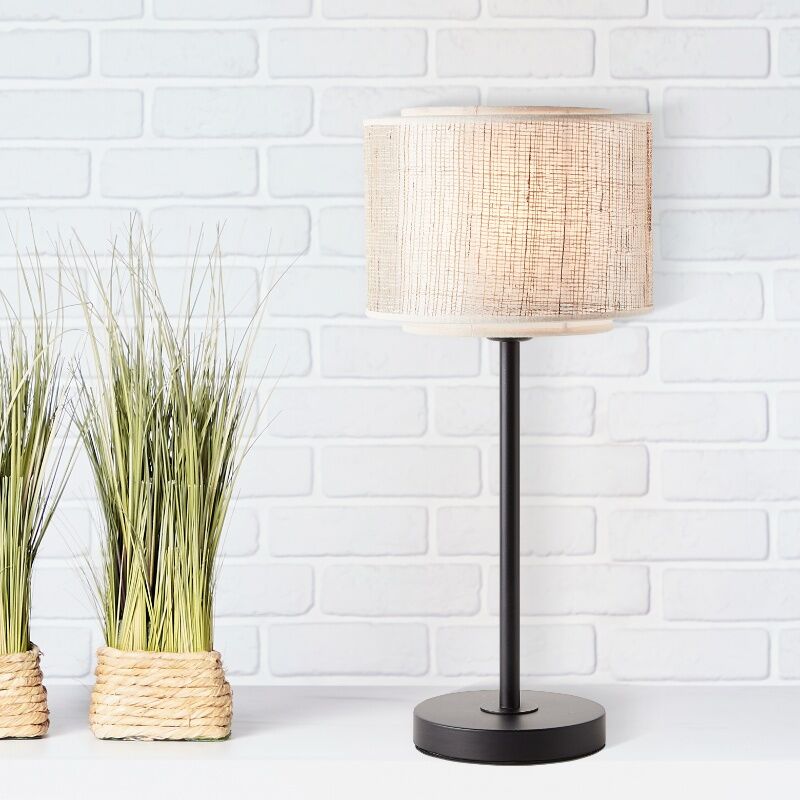 Landhaus Tischleuchte Beige, Gerbert, mit Schalter