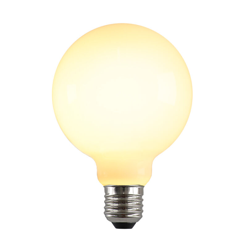 Dimmbare E27 LED Lampe, G95, 5W, Weiß Glas, 2700k