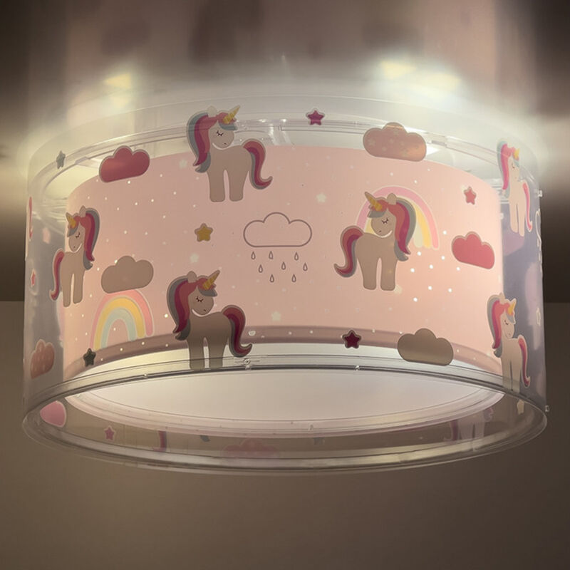 Rosa Kinderzimmer Deckenleuchte Kunststoff, Unicorn