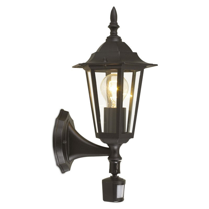 Schwarze antik Außen Wandleuchte mit Bewegungsmelder Aluminium, Alieke, IP44
