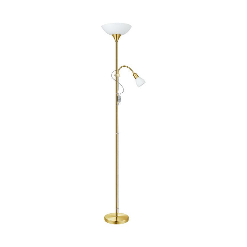 Goldene Leselampe Stehlampe Kunststoff, Burgo, mit Schalter