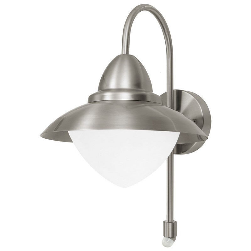 Silberne antik Außen Wandleuchte mit Bewegungsmelder Glas, Elayza, IP44