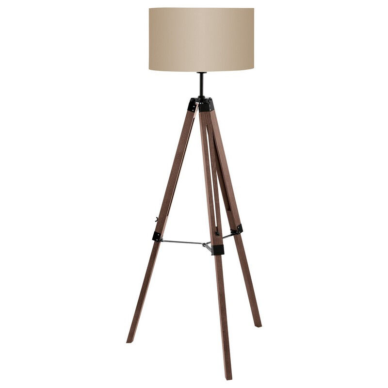 Braune landhaus Stativlampe Holz, Joana, mit Schalter
