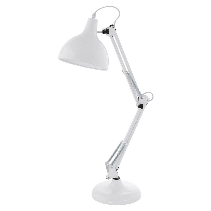 Weiße industrielle Schreibtischlampe Metall, Josha, mit Schalter