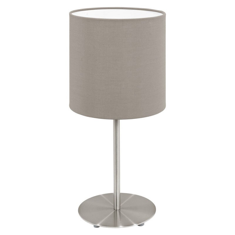 Taupe moderne Tischleuchte Stoff, Abano, mit Schalter