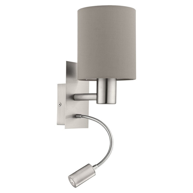 Taupe moderne Wandleuchte Stoff, Abano, mit Schalter
