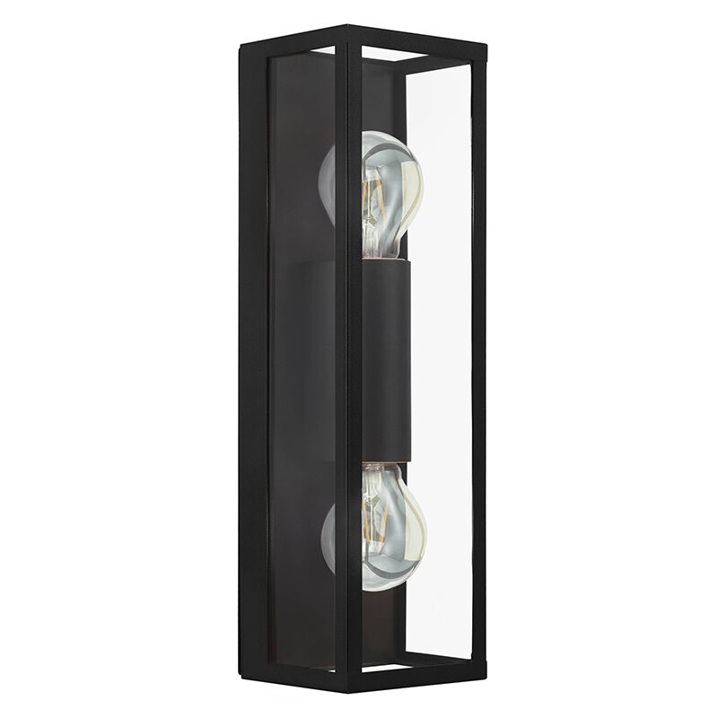 Schwarze moderne Wandleuchte Badezimmer Glas, Amadou, IP44