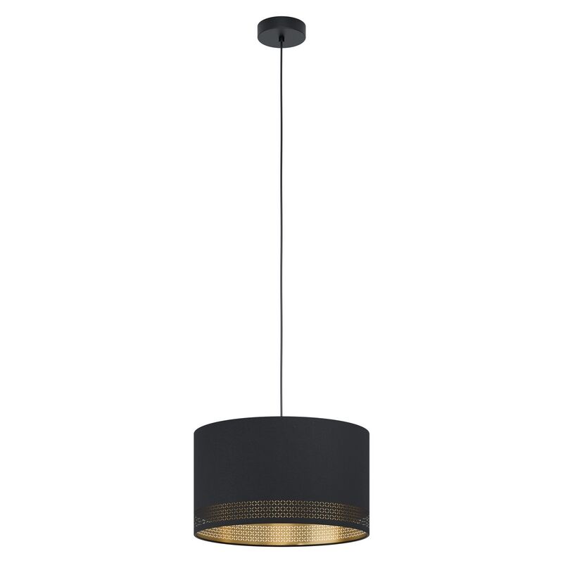 Schwarze moderne Pendelleuchte Stoff, Niko