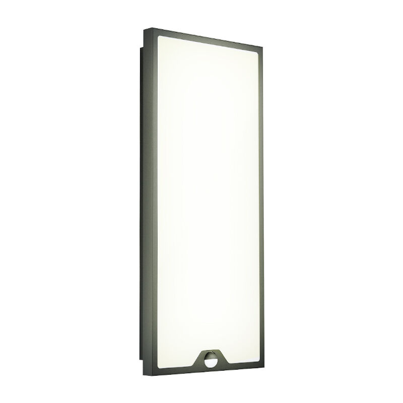 Schwarze moderne Außen Wandleuchte mit Bewegungsmelder Stahl, Lydian, 18,5W, 3000K LED, IP44
