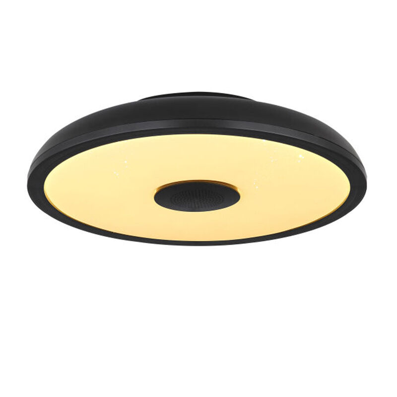 Schwarze moderne Deckenlampe Kunststoff, Musica, 18W, in Lichtfarbe einstellbare LED, IP44, mit Fernbedienung