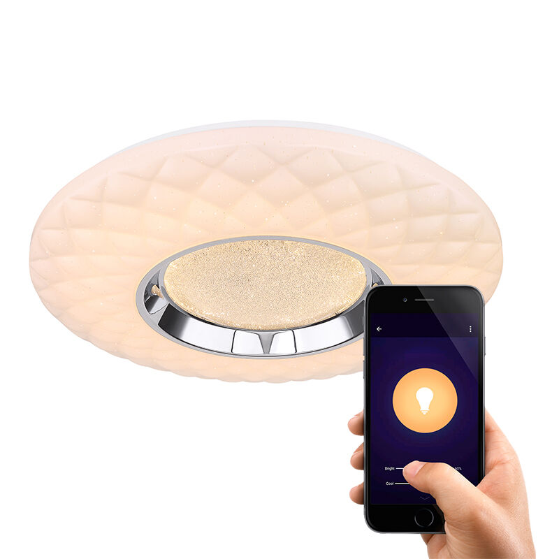 Weiße moderne Smart Deckenleuchte Metall, Aldin, 30W, warm- bis kaltweiß einstellbare LED