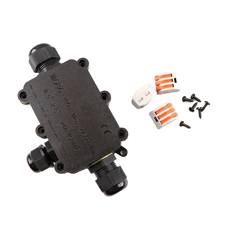 Wasserdichte 3-Wege-Kabelkupplung mit innenliegendem Wago-Stecker, IP68
