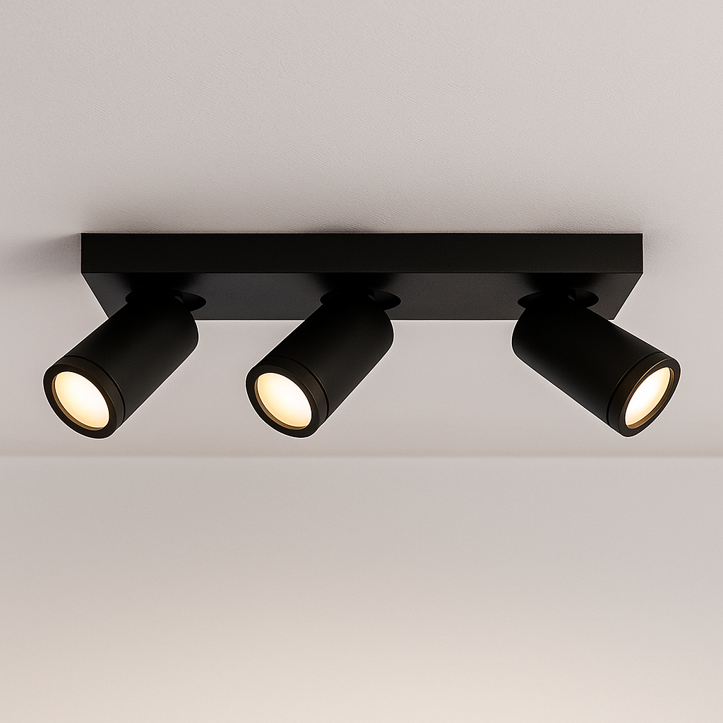 Schwarze Badezimmer Deckenstrahler Kenan, 3L, modern, IP44