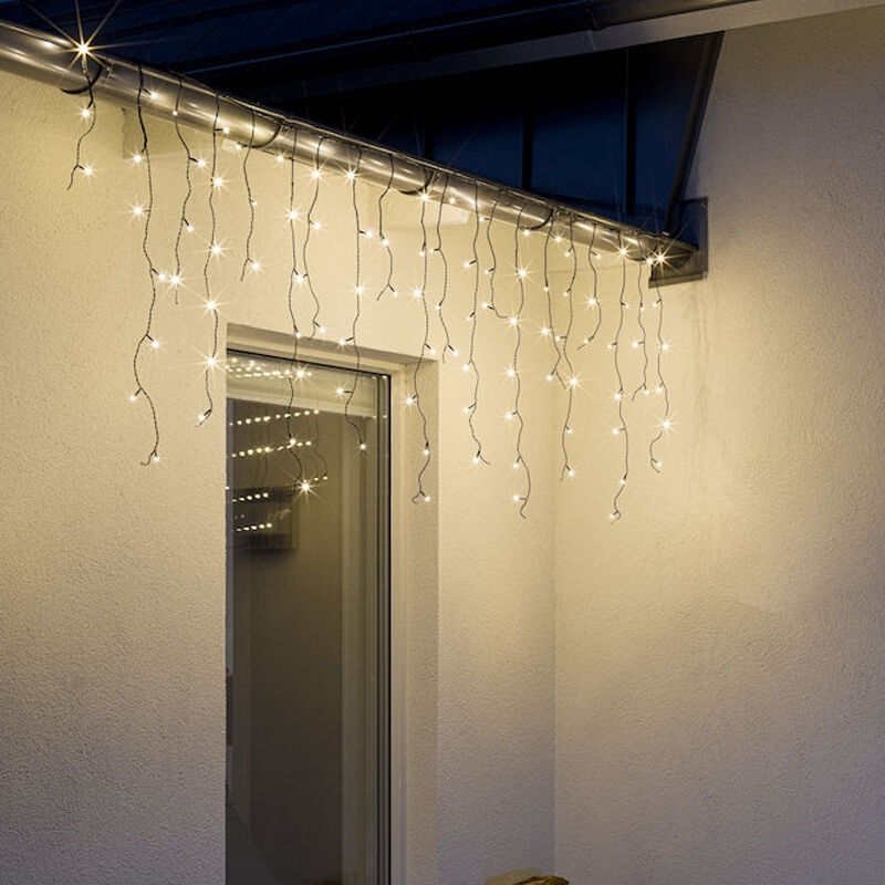 15 Meter Verknüpfbare Eiszapfenbeleuchtung, 70 cm hoch, Warmweiß, IP44, Basic