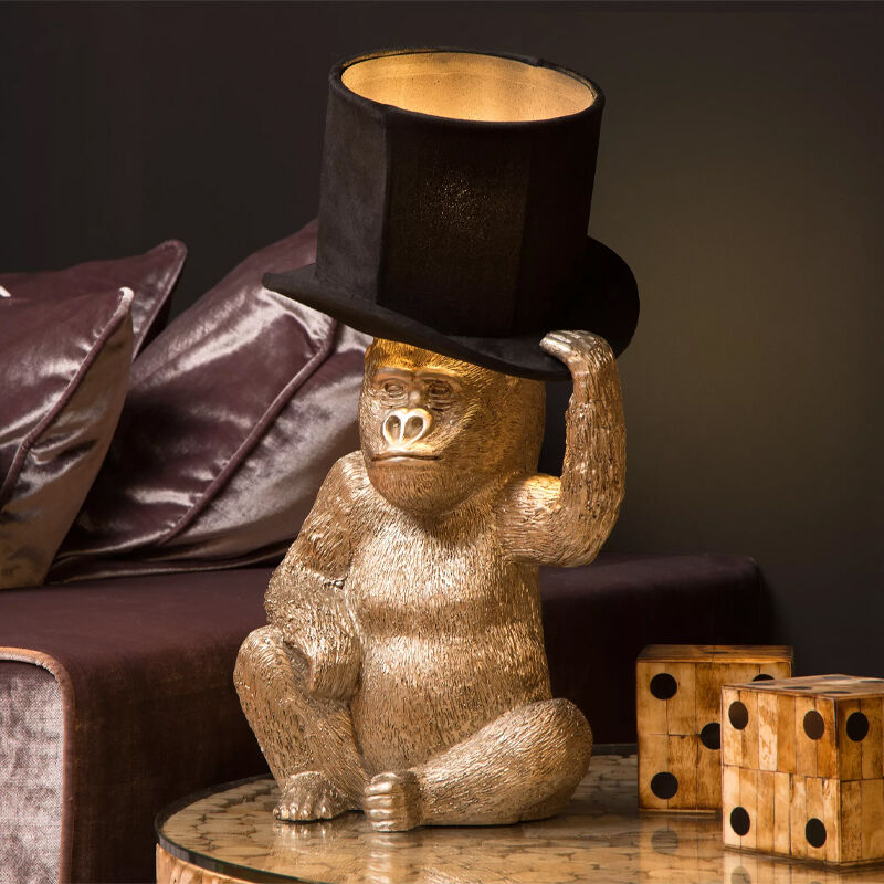 Goldene Tischleuchte Retro, Extravaganza Gust, mit Schalter