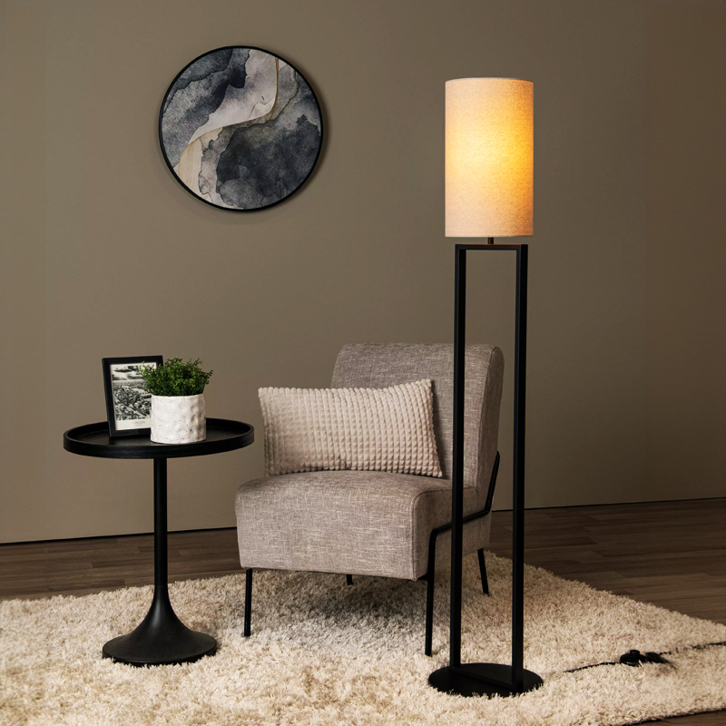 Beige Stehlampe Landhaus, Herman, mit Schalter
