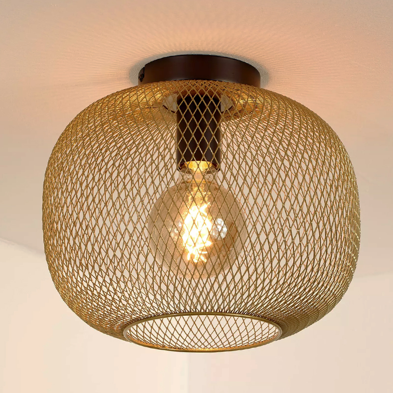 Goldene Deckenlampe Vintage, Mesh
