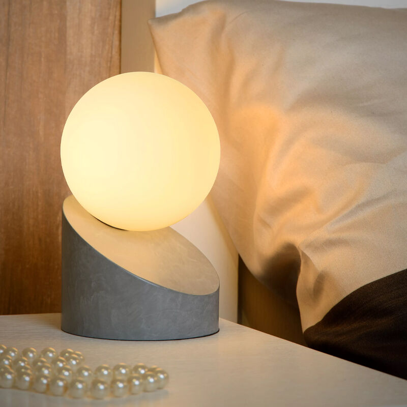 Graue Tischleuchte Modern, Len, mit Schalter