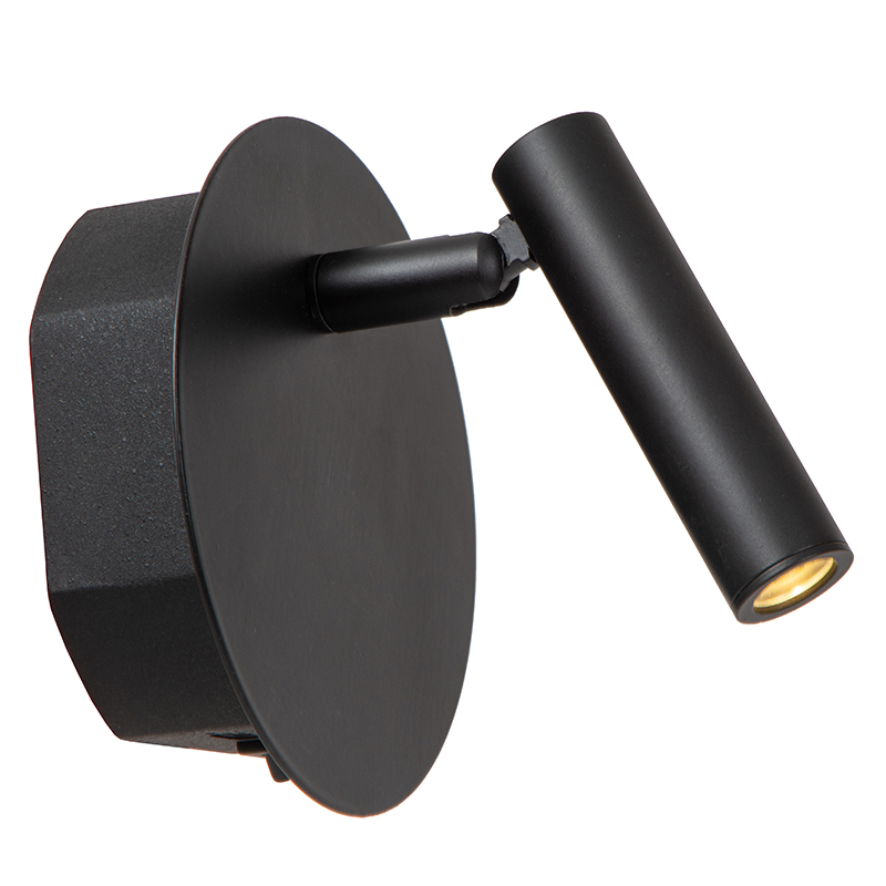 Schwarze Bettlampe Modern, Jolijn, 2W, 3000K LED, mit Schalter