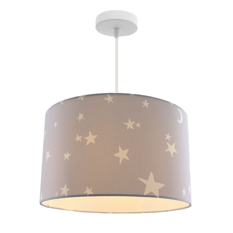 Graue Kinder Pendelleuchte Stars, Stoff