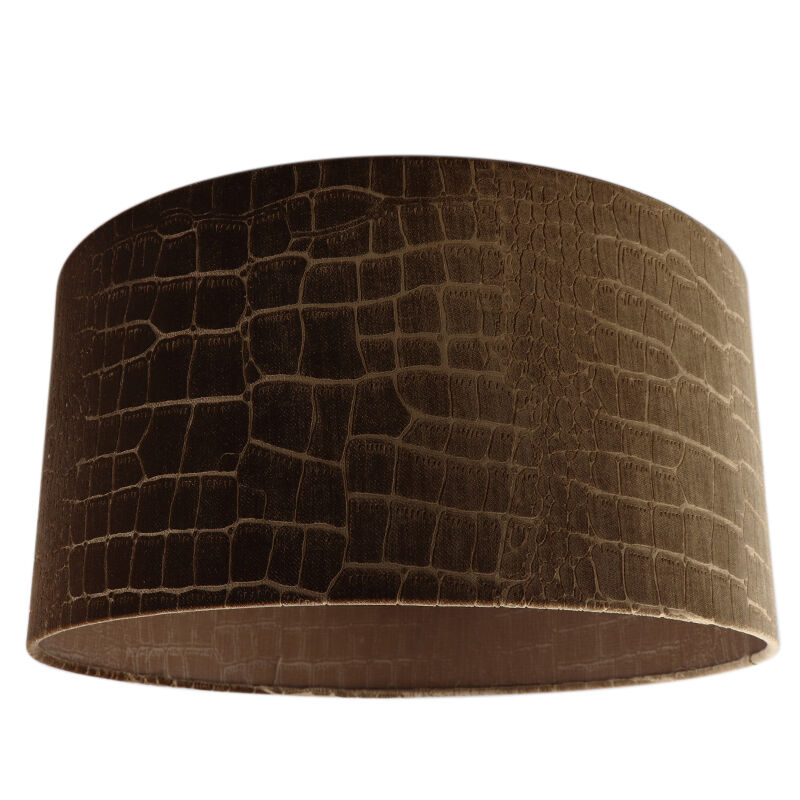 50 cm Samt Lampenschirm Braun Kroko Stoff, Emilius