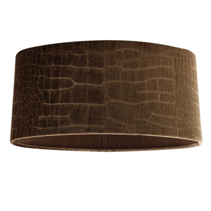 40 cm Ovaler Samt Lampenschirm Braun Kroko Stoff, Emilius