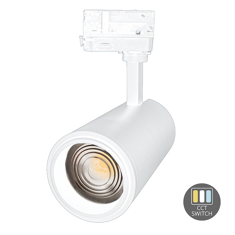 Weißer 3-Phasen-LED-Schienenstrahler Rosella, 10W, weißer Schalter, Pro