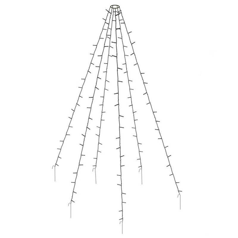 Fahnenmastbeleuchtung für außen, 192 LEDs, 6 Stränge von 2 m, ohne Mast