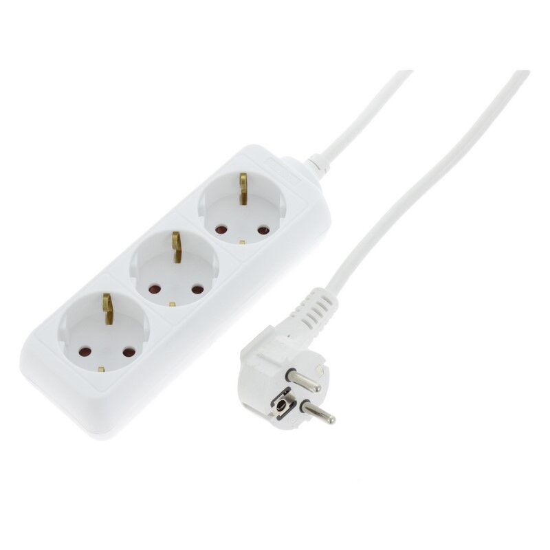 Exin-Steckdosenleiste 3-polig, geerdet, 2300 W 3 x 1,0 mm. 3 m weiß