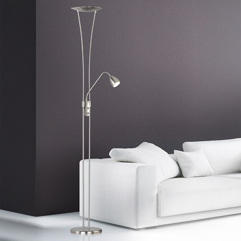 Nickel Stehlampe Antik, Stijn, 20W, 3000K LED, mit Schalter