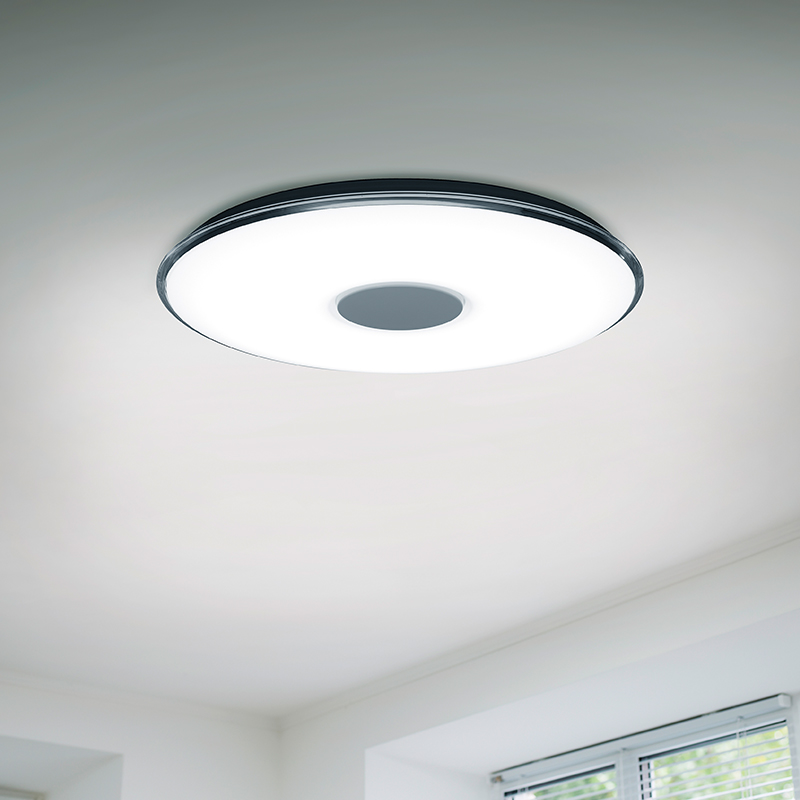 Weiße Deckenlampe Metall, Vibol, 45W, 3000K LED, mit Fernbedienung