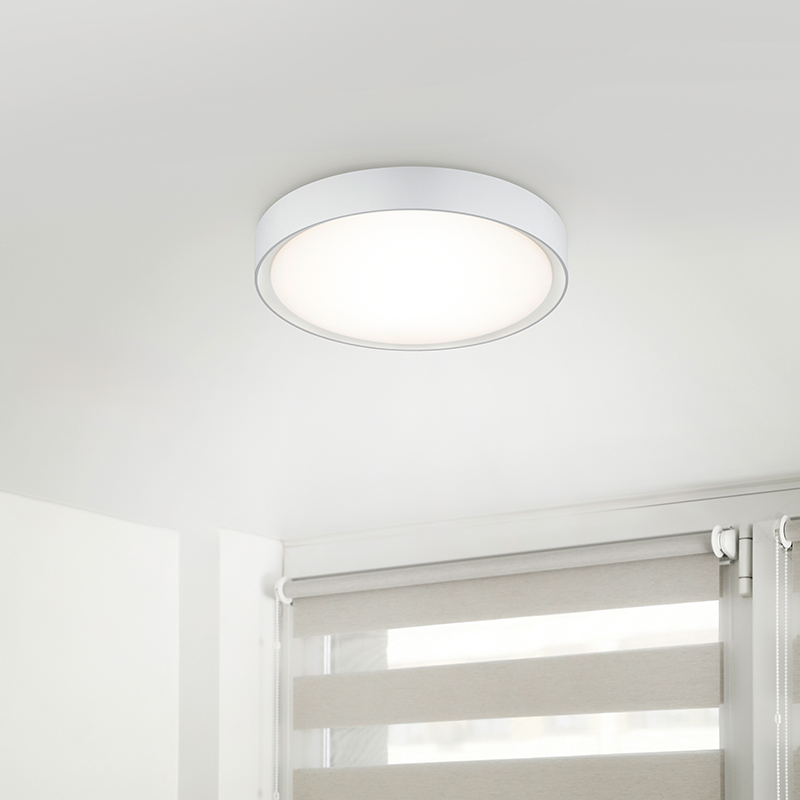 Weiße Badezimmer Deckenleuchte Kunststoff, Evelina, 18W, 3000K LED, IP44