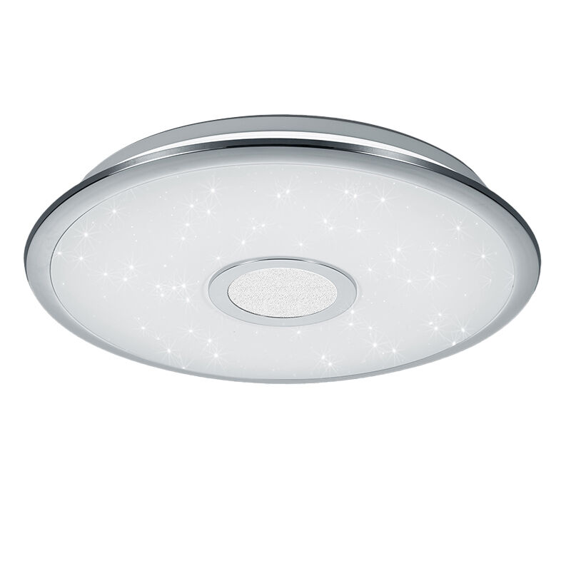 Chrom Deckenlampe Kunststoff, Yailee, 30W, warm- bis kaltweiß einstellbare LED, mit Fernbedienung