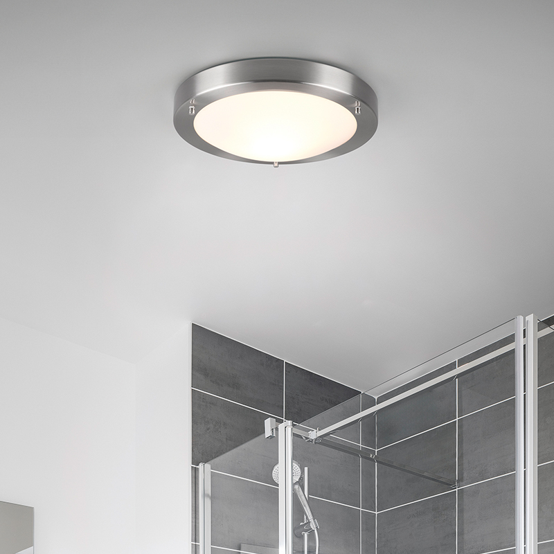 Nickel Badezimmer Deckenleuchte Glas, Hadleigh, IP44