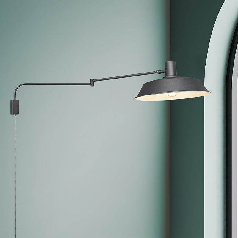 Schwarze Wandleuchte Modern, Silvia, mit Schalter