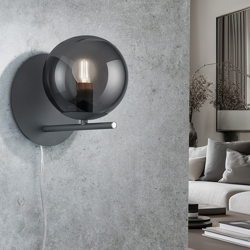 Anthrazit Wandleuchte Modern, Silkis, mit Schalter