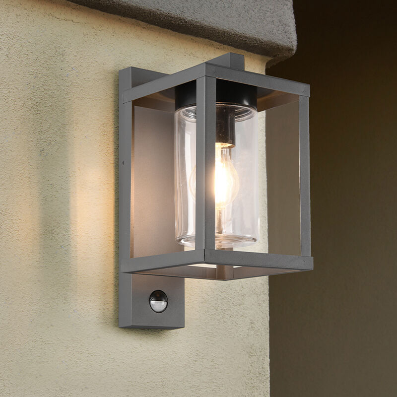 Anthrazit Außen Wandleuchte mit Bewegungsmelder Modern, Reini, IP44