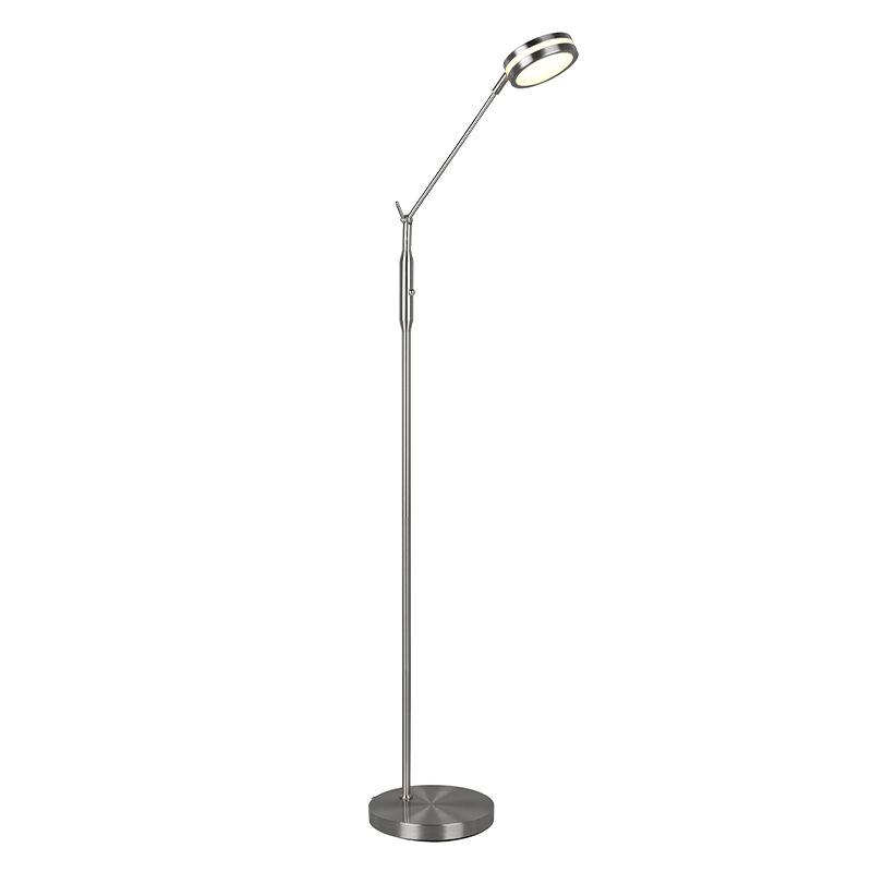 Nickel Leselampe Stehlampe Modern, Marjon, 6W, warm- bis kaltweiß einstellbare LED, mit Touch-Dimmer