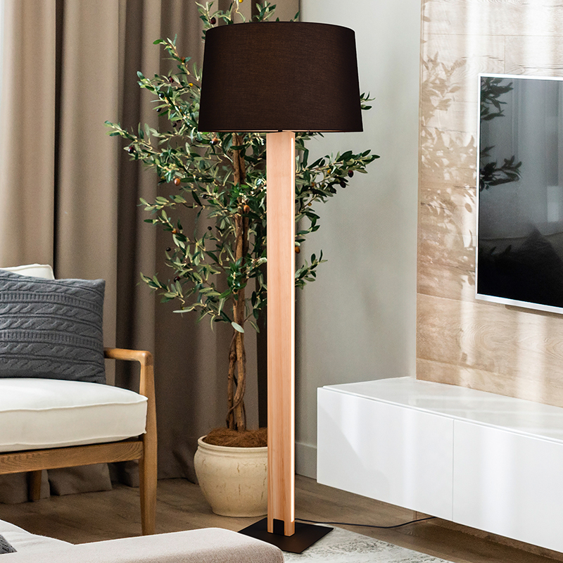 Schwarze Stehlampe Modern, Radia, 3000K LED, mit Touch-Dimmer