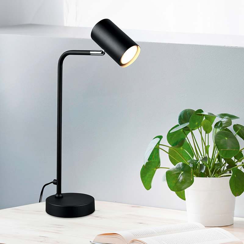 Schwarze Tischleuchte Modern, Kaso, mit Schalter