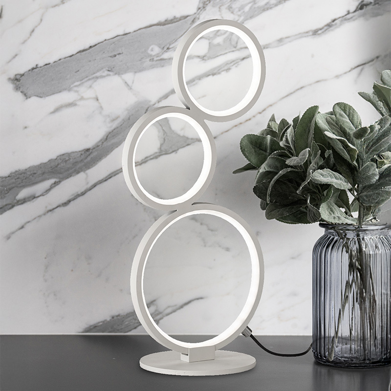 Weiße Tischleuchte Modern, Robon, 17W, 3000K LED, mit Schalter