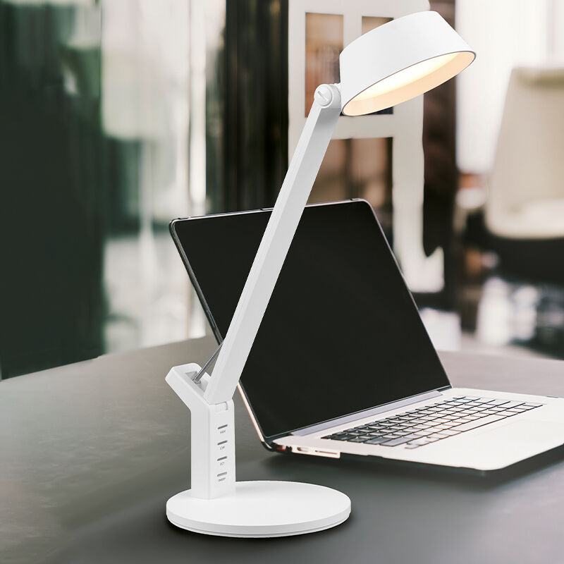 Weiße Schreibtischlampe Modern, Lindi, 5W, warm- bis kaltweiß einstellbare LED, mit Touch-Dimmer