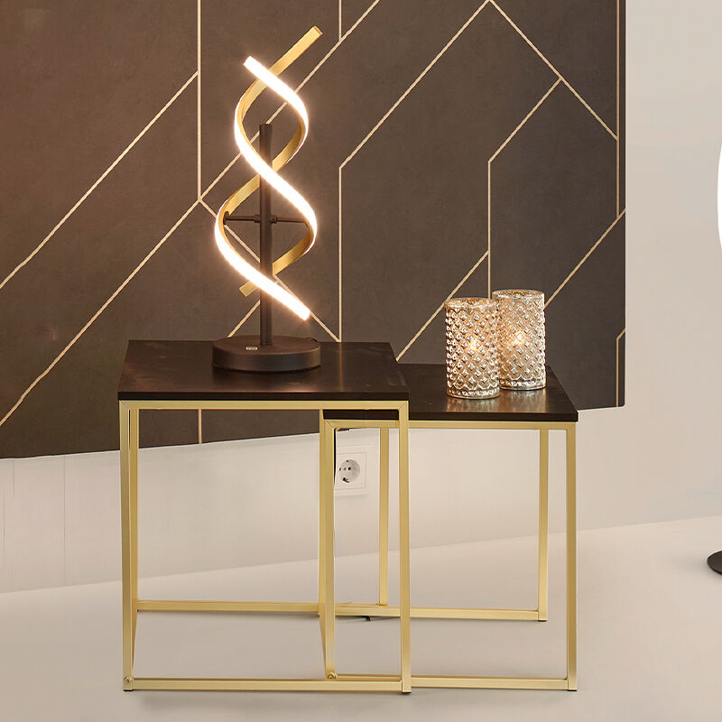 Messing Tischleuchte Design, Sylvian, 20W, warm- bis kaltweiß einstellbare LED, mit Touch-Dimmer